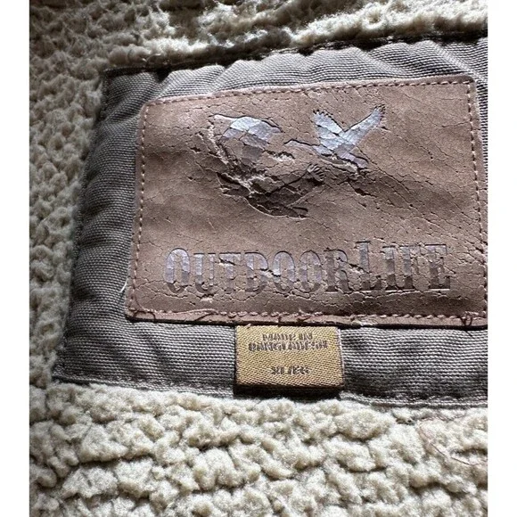 Vtg OUTDOOR LIFE Men's XL Fleece Lined Coat Jacket Cotton Brown Denim Hunting - Picture 11 of 16